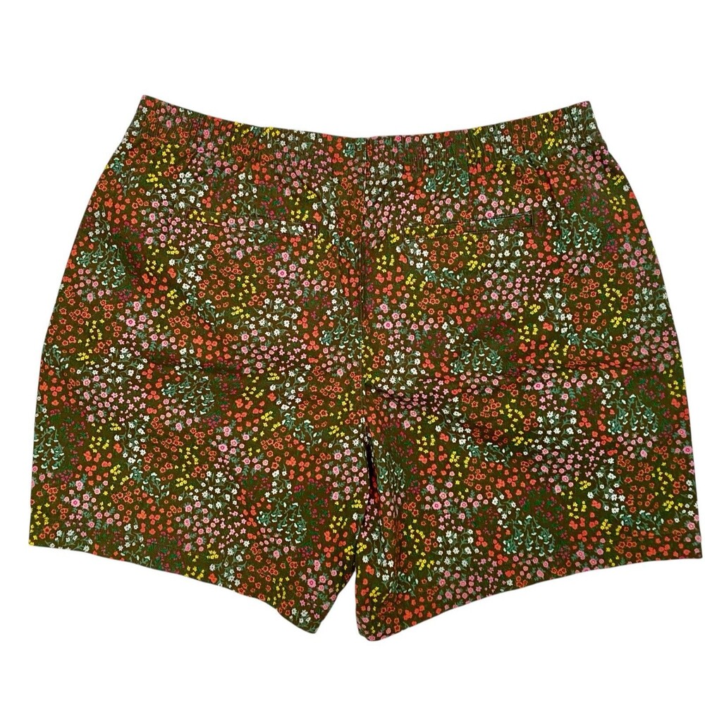 Lands’ End Women’s Shorts Forest Moss Mini Floral  18W Mid Rise Pull On